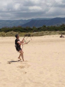 Curso de kitesurf con Tarifa Max, Primero dia, aprendizaje de vuelo de cometa en la playa de Los Lances